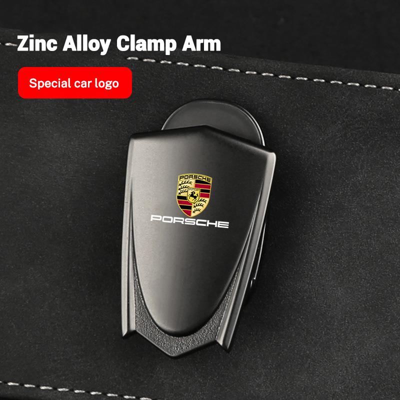 Suede Car Logo Glasses Clip Sunglasses ID Bank Card Storage Bag For Porsche Panamera Cayenne Taycan 911 718 Macan Carrera-GT 928