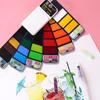 Watercolor Paint with Palette Set Rich Color Strongly Pigmented Lightweight Portable Travel Use Paint Kit