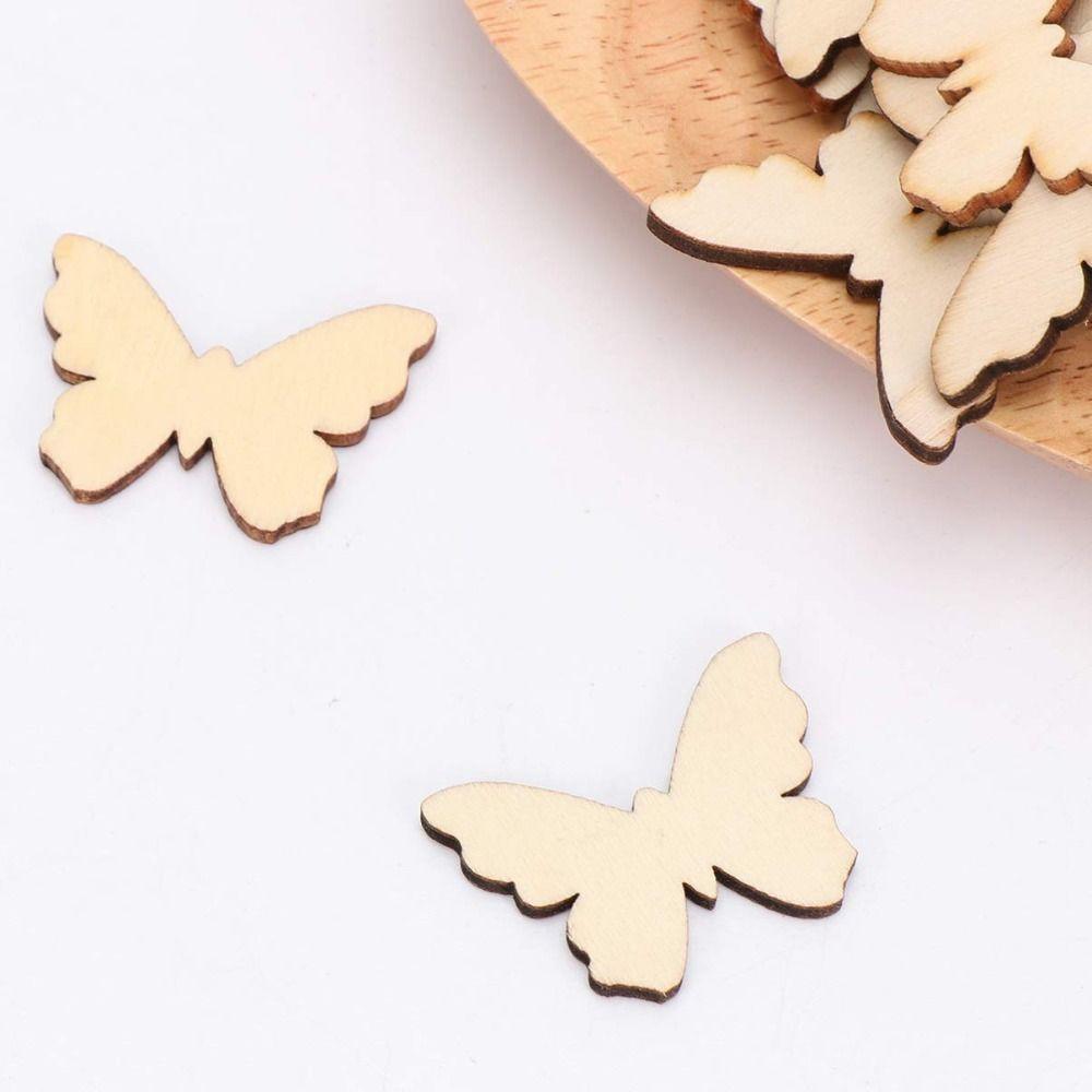 100 шт. Деревянные вырезки в форме бабочек Необработанная заготовка Дерево Необработанные деревянные вырезки Домашняя вечеринка