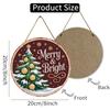 Vintage Merry and Bright Christmas tree sign Round Wooden Hanging Plaque seasonal wall art rustic farmhouse holiday home decor interior sign