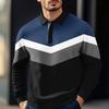 Men's Casual Loose Colorblock Print Lapel Button Long Sleeve Top