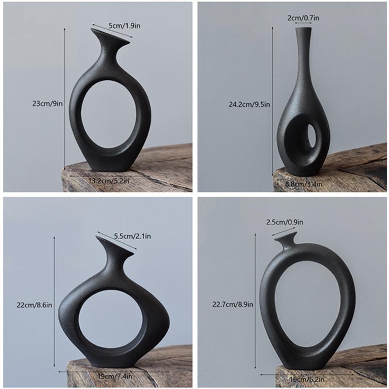 Керамическая черная абстрактная ваза для цветов в скандинавском стиле, декоративная ваза для дома, дизайн дома, Jarron, декор для спальни, настольного компьютера