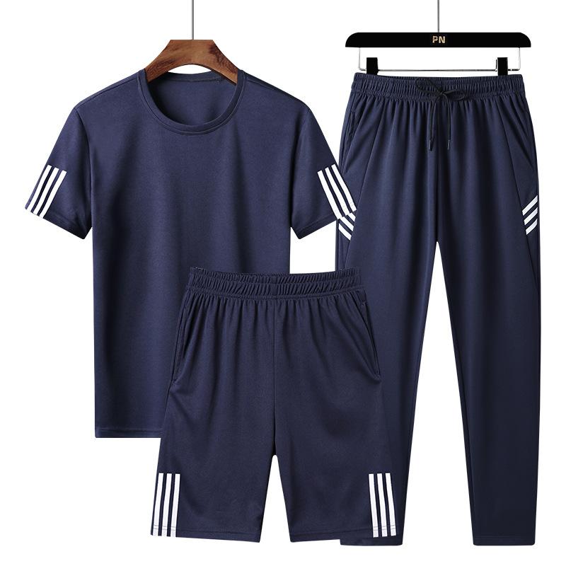 Мужской спортивный костюм из трех частей, летние шорты для спортивной одежды нового тренда