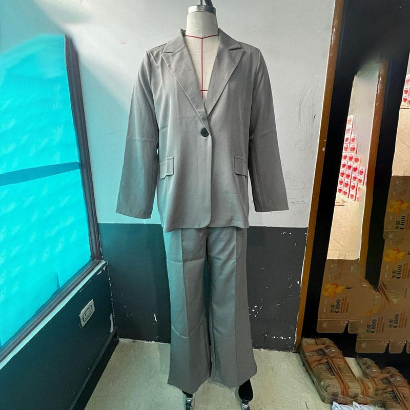 Женские элегантные пригородные костюмы, офисный женский пиджак, комплект из двух предметов, модное пальто с лацканами и одной пуговицей, узкие прямые брюки