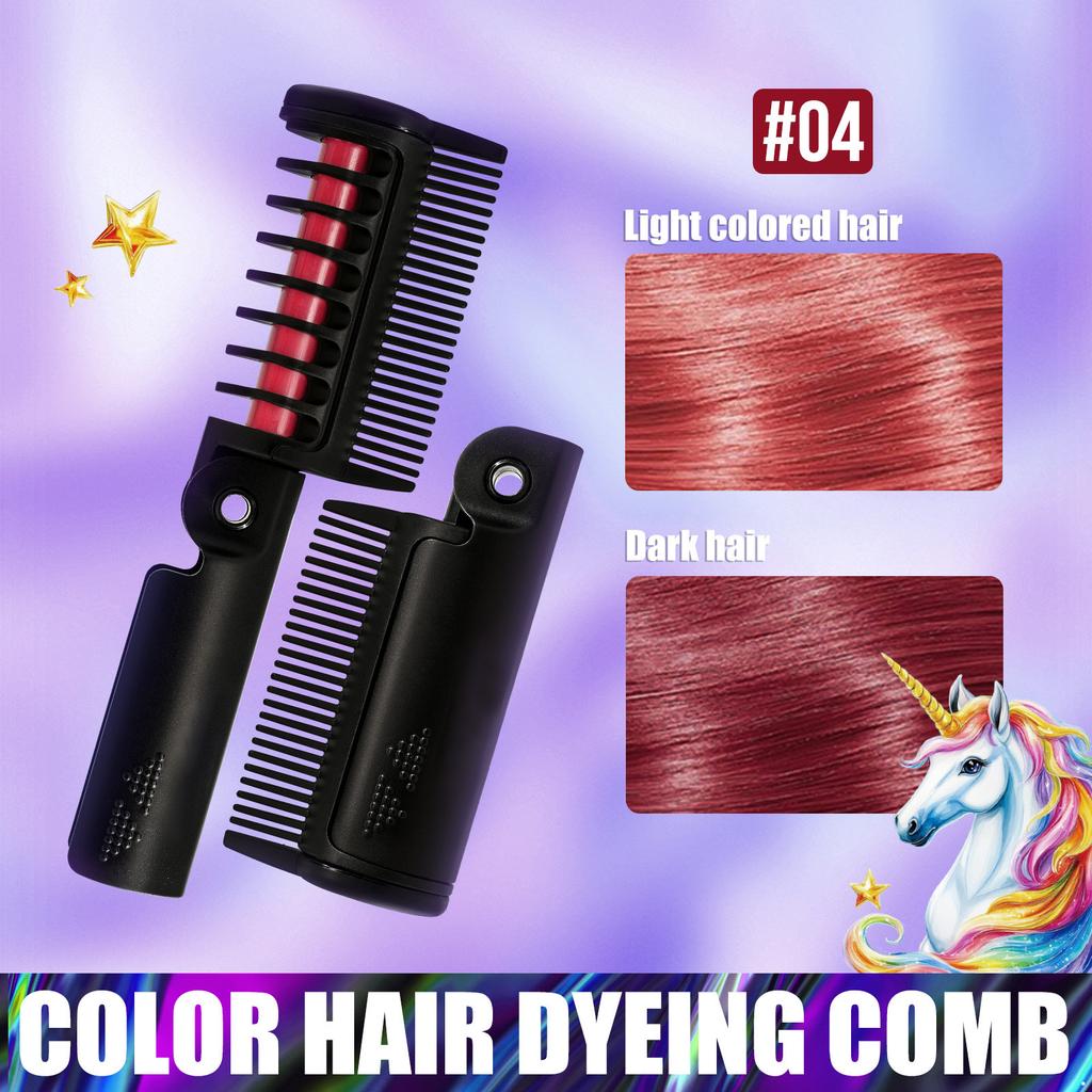 Temporary Hair Color Comb with Foldable Design for Quick Bright Hair Chalk Styling Non Toxic Washable Colorful Hairbrush for Adults Halloween Cosplay