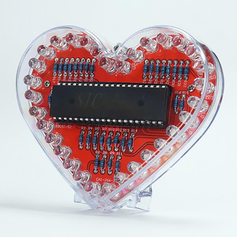 Led Heart-Shaped Flow Light Diy Electronic Kit With 32 Colorful Led Lights Diy Soldering Practice Kit Battery Powered
