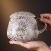 Coarse pottery mug with lid Large capacity 1000ml household water cup Ceramic office belly cup Coffee cup