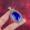 Подвеска с синим сапфиром, подвеска из драгоценного камня ручной работы, подвеска из стерлингового серебра 925 пробы, антикварные ювелирные изделия, для подарка на помолвку