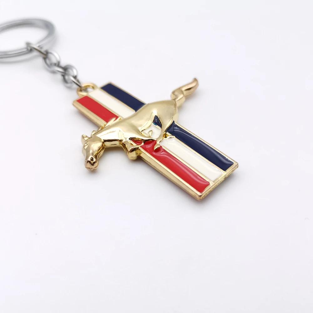 New 2026 Car Sticker Ford New 2025 Hot 1Pc Metal 3D Car Styling Keychain Running Horse Emblem Badge Keychain Keyring Key Chain f