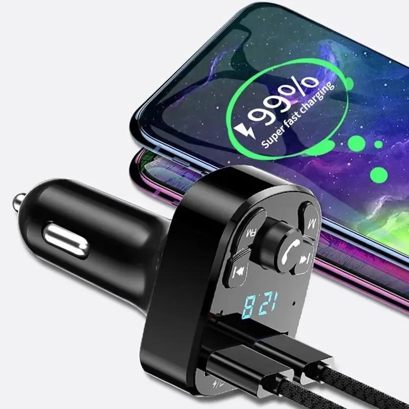 1/12pcs Car Mp3 Player Dual USB Fast Charger Bluetooth Receiver Compatible With 5.0 Fm Transmitter USB Flash Drive Plug Car Kit