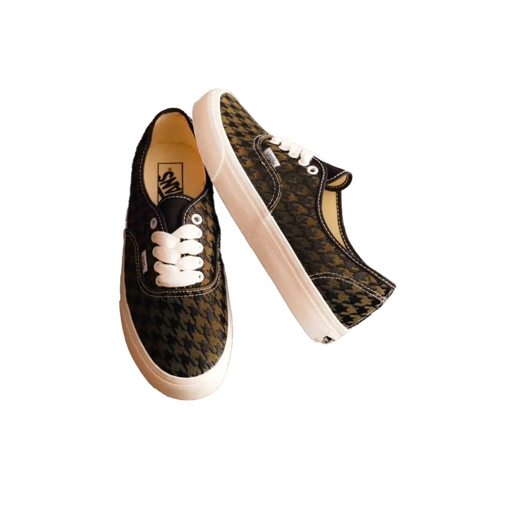 Vans Аутентичный гусиная лапка Удобные Универсальные Низкие Кеды для Скейтбординга Унисекс кроссовки Зеленый Черный VN000BW5DFP