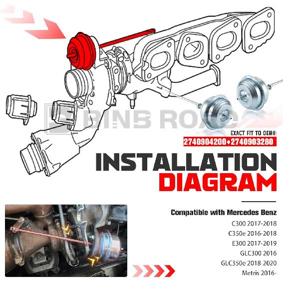Turbo Wastegate Actuator 2740903280 2740903480 Compatible with Mercedes Benz C300 GLC300 W205 W212 W204 M274