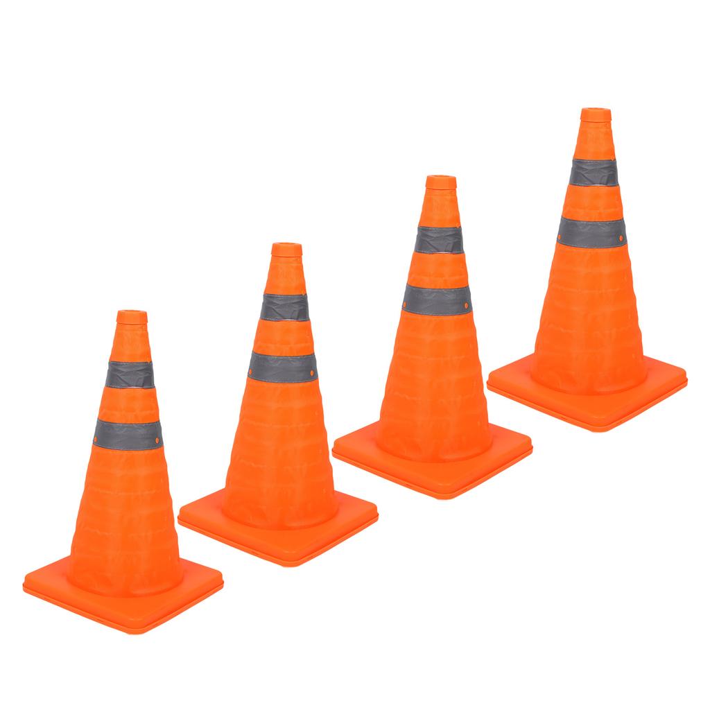4 шт. дорожных конуса 45 см 360 градусов светоотражающие полосы складная основа из полипропилена водонепроницаемая ткань Оксфорд безопасность