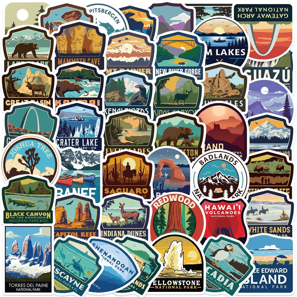 50 Cartoon National Park Graffiti Stickers Decorative Guitar Notebook Suitcase DIY Waterproof