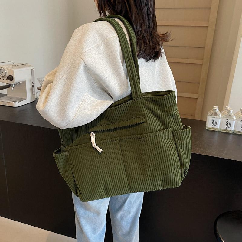 Сумка через плечо женская большая вместительная вельветовая сумка однотонная сумка-тоут сумка для поездок на работу