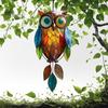 Owl Pendant Outdoor Hanging Decoration Realistic Looking Simple Installation Colorful Handmade Stained Owl Ornament