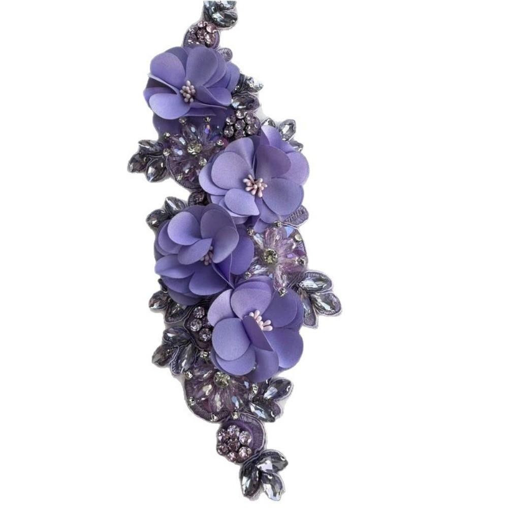 Rhinestone Beaded Diamond Lace Patch Sparkling Glass Bead Rope Embroidery Patch  Couture Shoulder