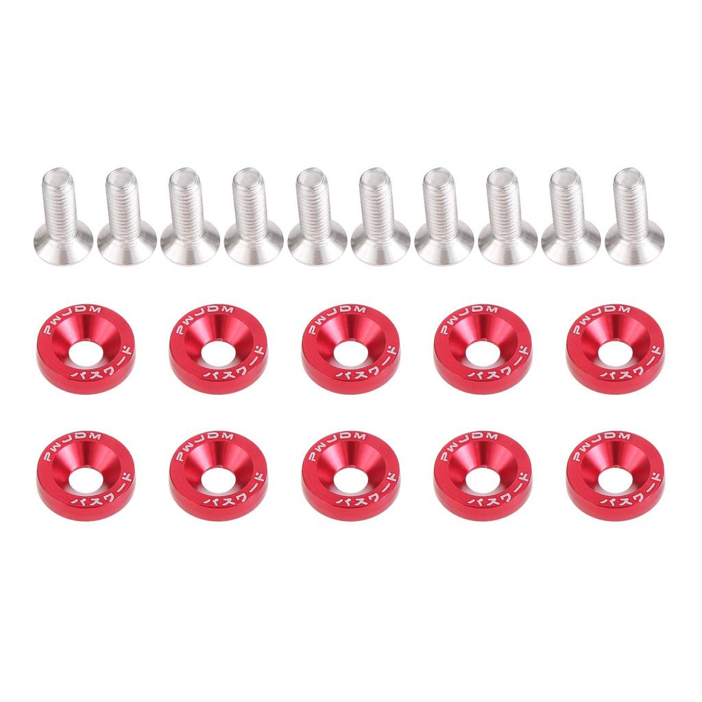 20pcs Fender Washers M6 Bolts License Plate Bumper Washers Screws M6 Bolts Decorative Gasket Bolts Red