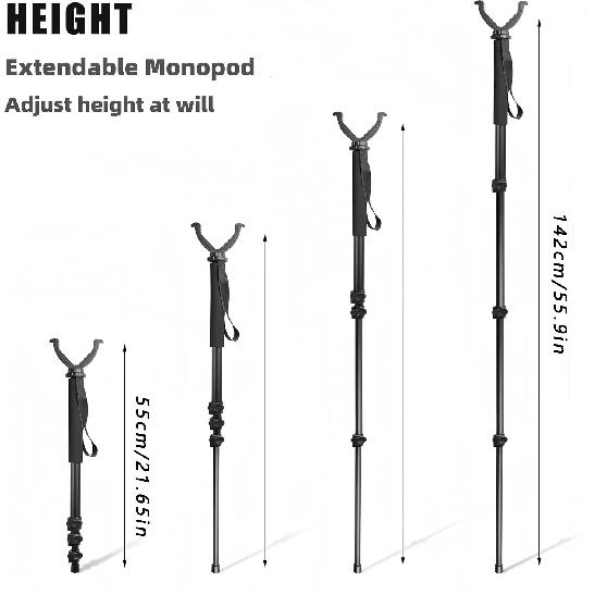 Monopod Shooting Stick and Gun Rest - Versatile Hunting Accessories with Adjustable Height Tactical Gun Portable Tripod Stand