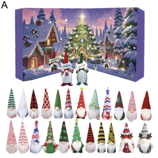 Рождественский гном 2025 Адвент-календарь 24-дневный обратный отсчет до Рождества украшение с коллекционными куклами-гномами для мальчиков, девочек и взрослых