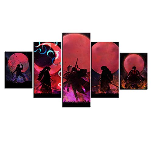 Холст без рамки, 5 шт., аниме «Убийца демонов Kimetsu No Yaiba Tanjiro Nezuko», настенные художественные постеры, картины для домашнего декора