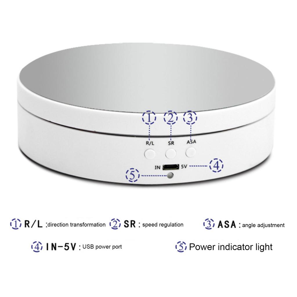 Electric Rotating Display Stand Mirror Surface 3 Speed Regulation 3KG Load Capacity for Photography