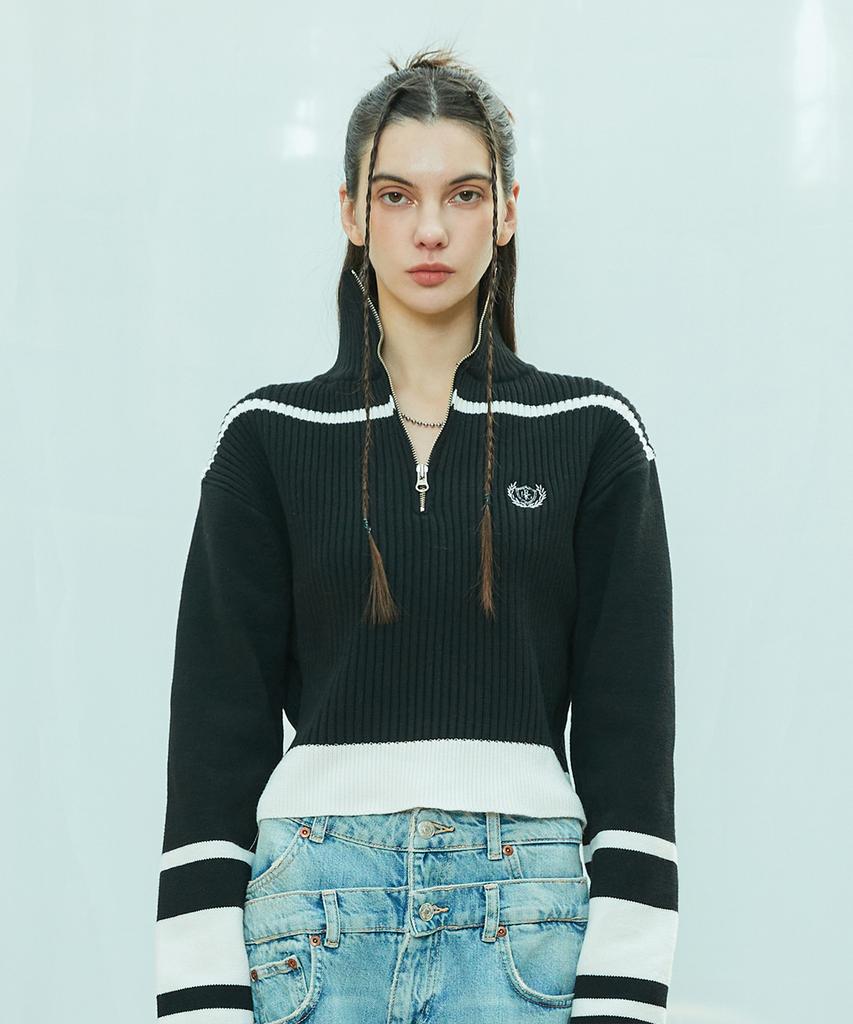 LARTIGENT L9 Half Zip-Up Knit(Black)