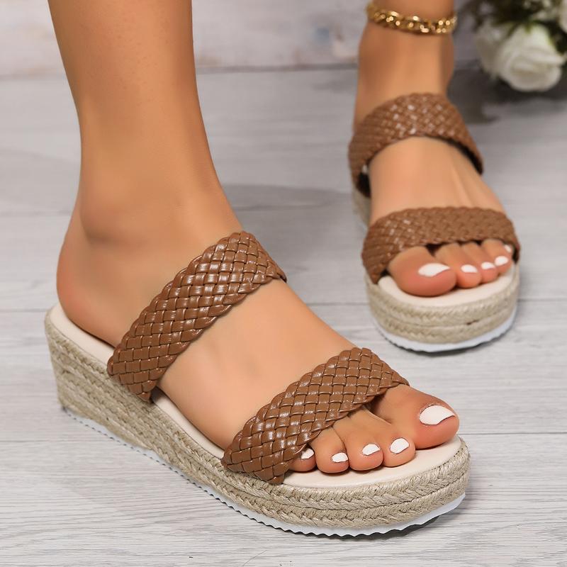 Модные женские туфли на танкетке, летние новые легкие нескользящие гладиаторские туфли, женские модные удобные босоножки на платформе, размер плюс 42