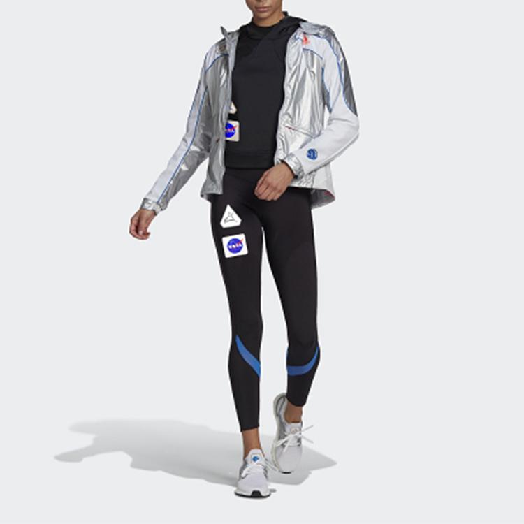 adidas Женская черная худи с принтом космоса, толстовка для бега GK6994