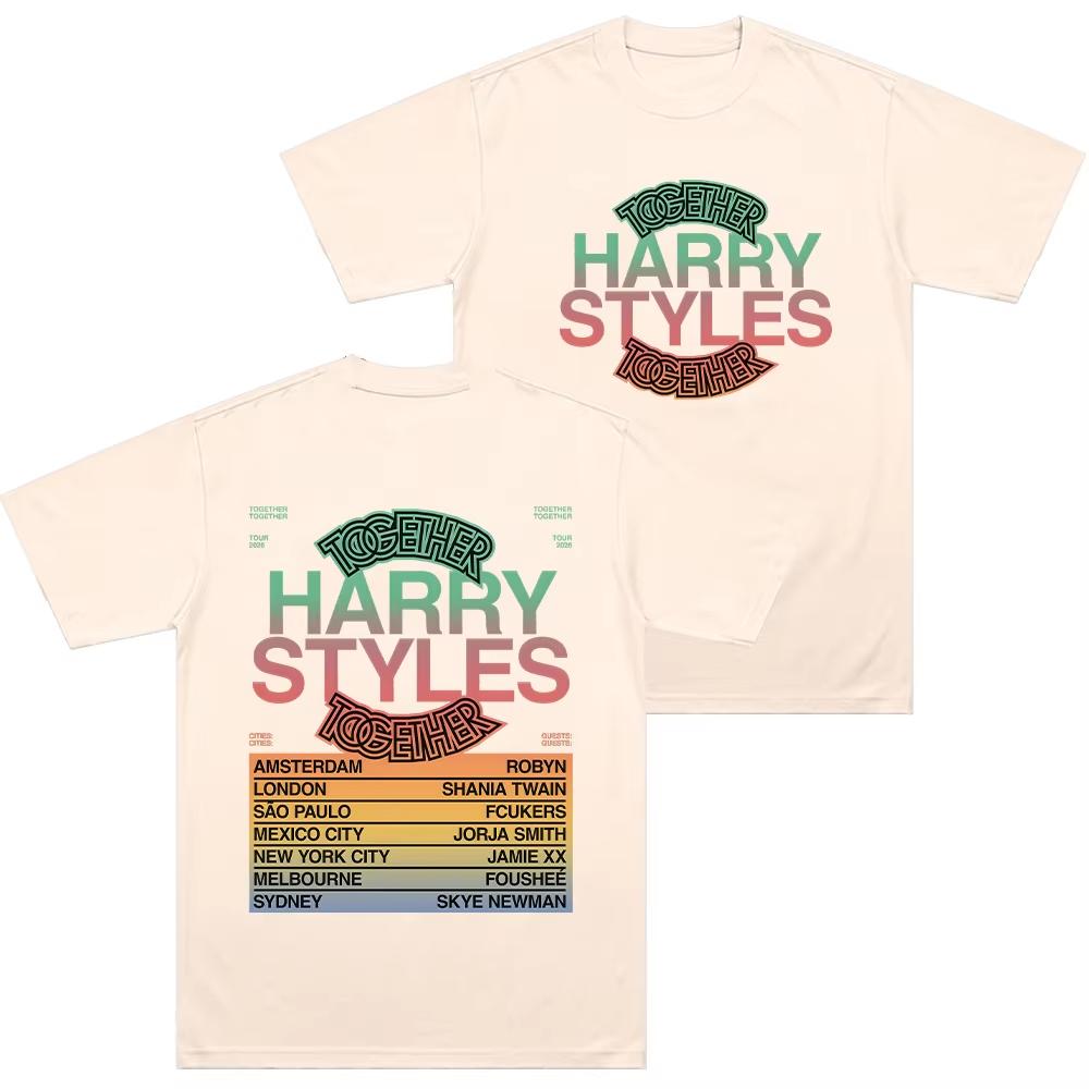 HarryStyle Together Tour 2026 Футболки Свитшот Хлопок Удобная Футболка Короткие Рукава Модная Женская Мужская Одежда Повседневные Топы