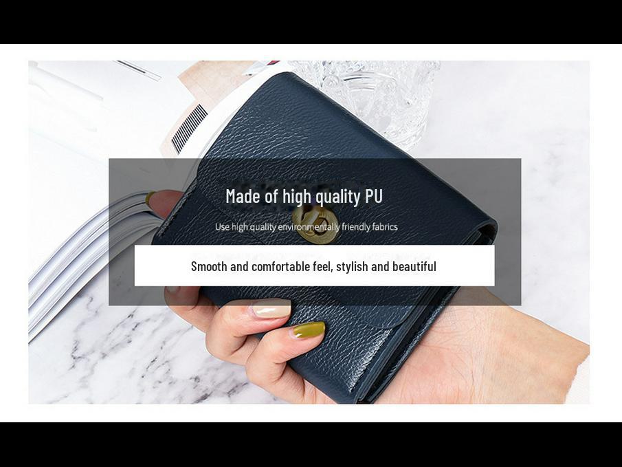 Женский мягкий кожаный кошелек в корейском стиле: Тонкий, однотонный, с пряжкой, отделениями для карточек, зажимом для монет, идеально подходит для студентов.