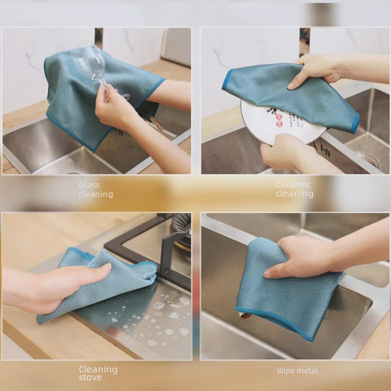 Улучшенная утолщенная ткань из рыбьей чешуи: Впитывающая безворсовая микрофибра для очистки зеркал без разводов
