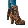 Fashion 2024 New European and American Round Headed Leopard Print Winter Thick Heel Low Tube Waterproof Platform Fashion Boots for Women
