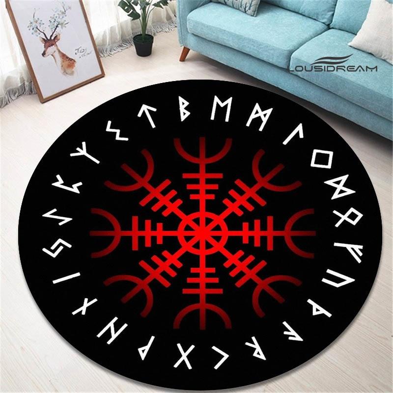 Круглый ковер с принтом viking vegvisir, красивый нескользящий ковер для гостиной, спальни, реквизит для фотосъемки, подарок на день рождения