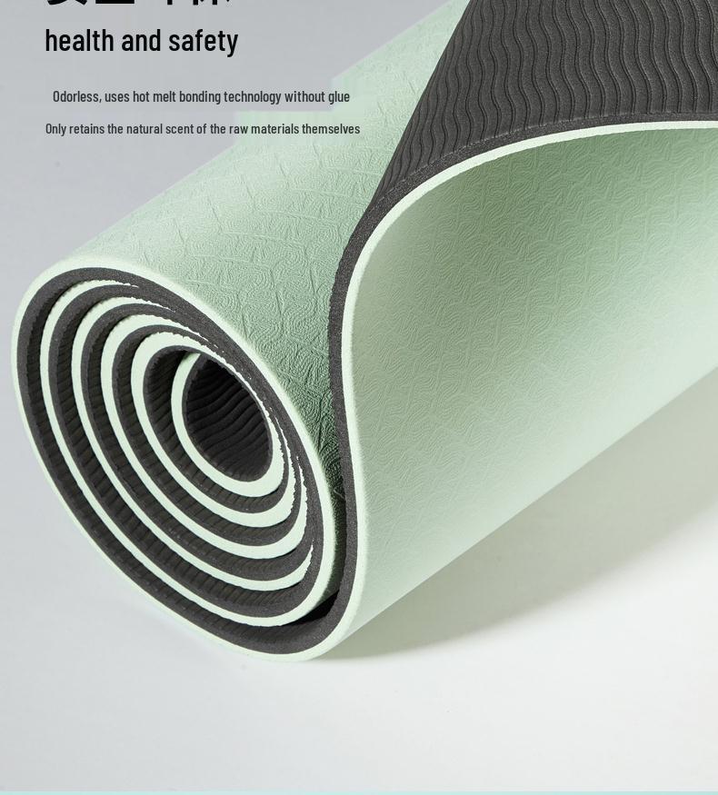 Экологичный нескользящий коврик для йоги: Звукоизолирующий и амортизирующий фитнес-коврик для использования в помещении.