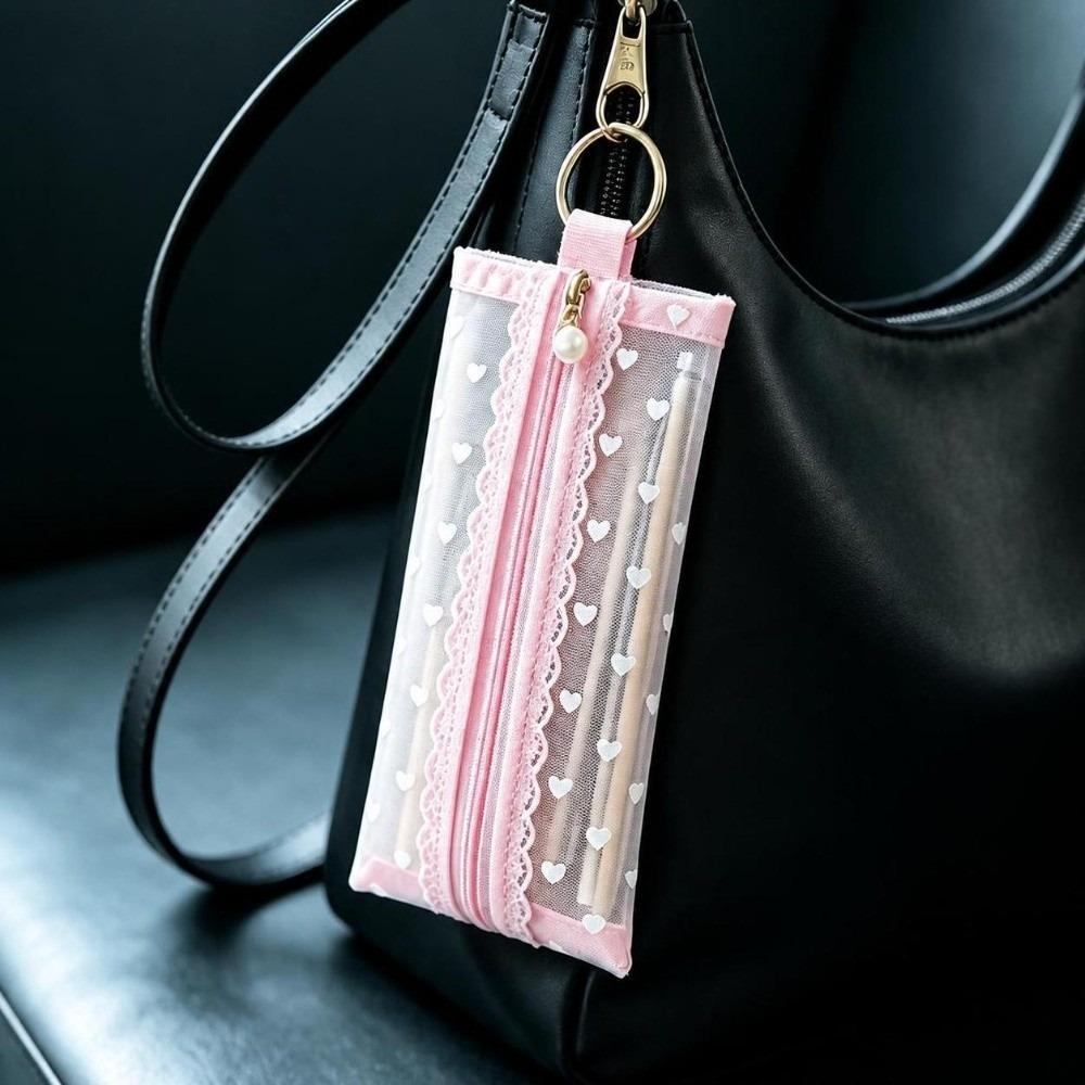 Pearl Mesh Student Pencil Case Large Capacity Stationery Bag Cosmetic Storage Bag School Supplies