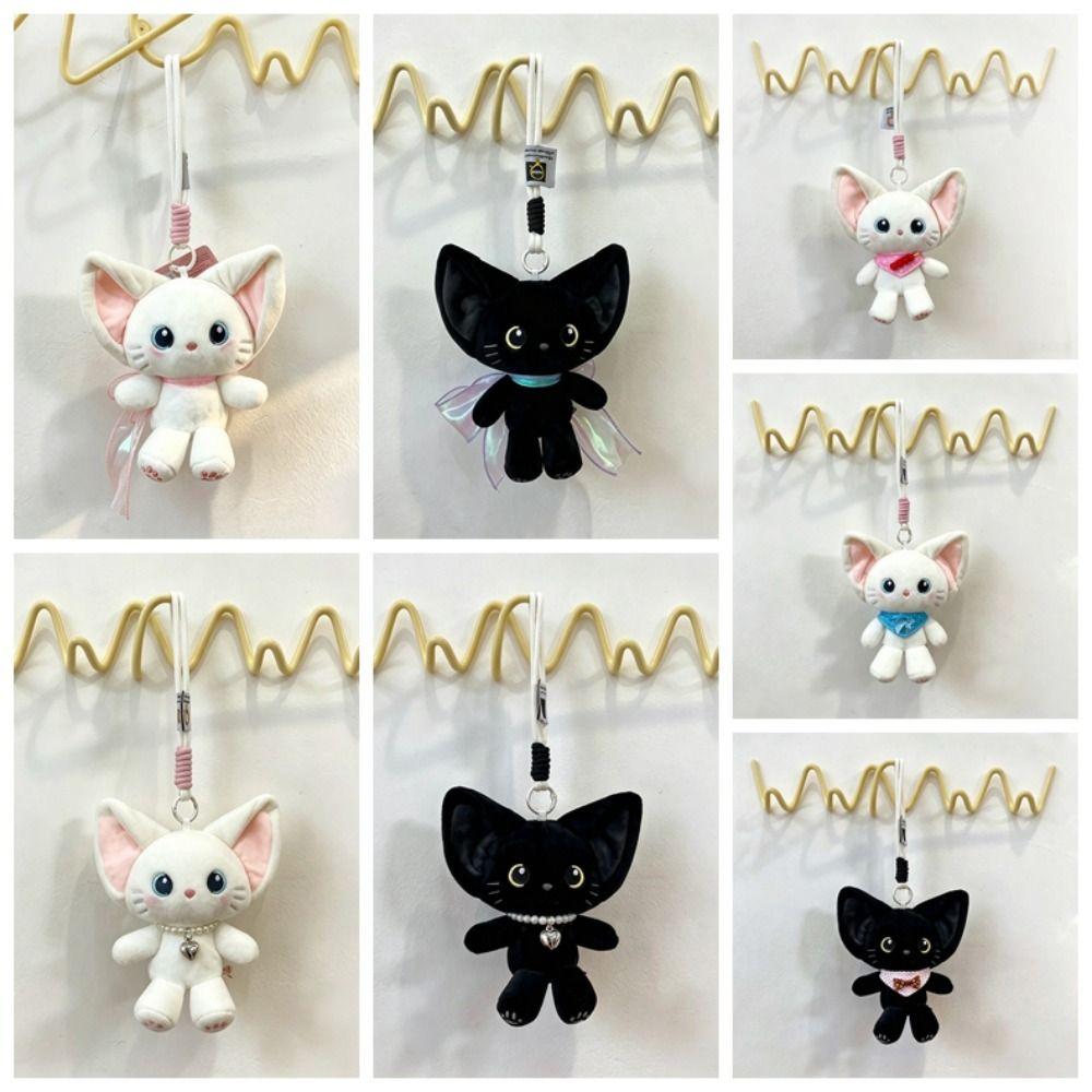Ribbon Bow Plush Cat Keychain Candy Color Couple Bag Accessory Wallet Decoration