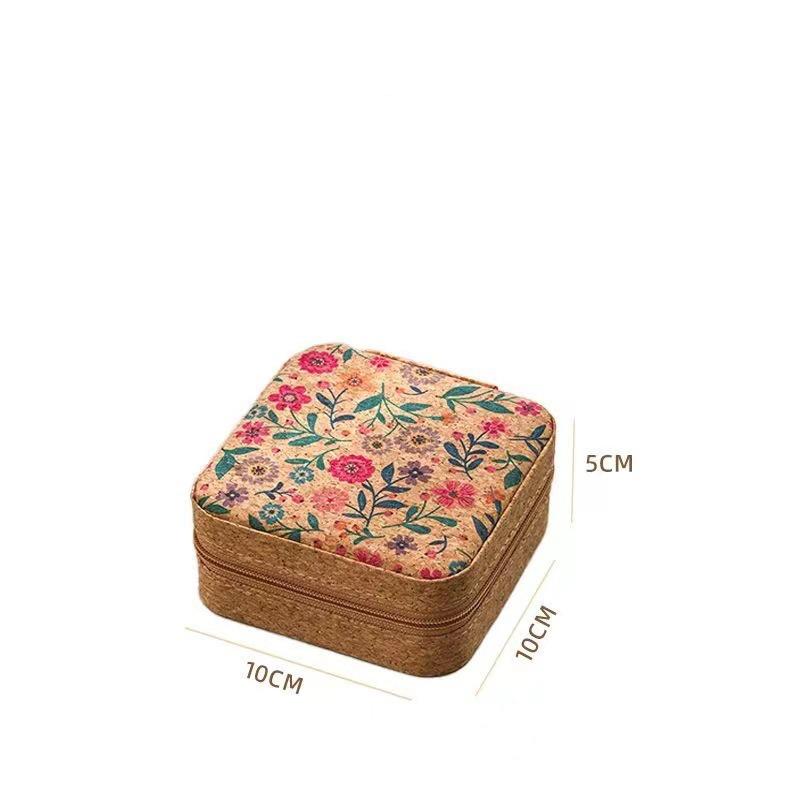 Винтажная пробковая шкатулка-органайзер для ювелирных изделий Bohemia Portable Earrings Storage Box Flowers Retro Collar Storage Case Display Travel