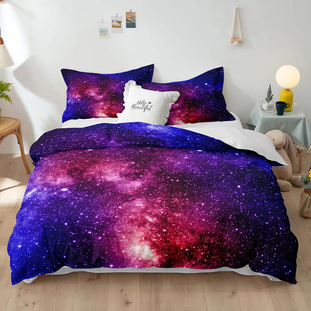 Комплект пододеяльников из полиэстера со звездным небом King Size, белая звезда, красочная галактика, звездное пространство, туманность, абстрактный космос для мальчиков и девочек