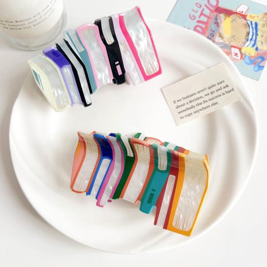Book-shaped Hair Claw Pencil Design Hair Clip Patchwork Color Back Head Hair Clip Back To School Hair Accessory Headgear