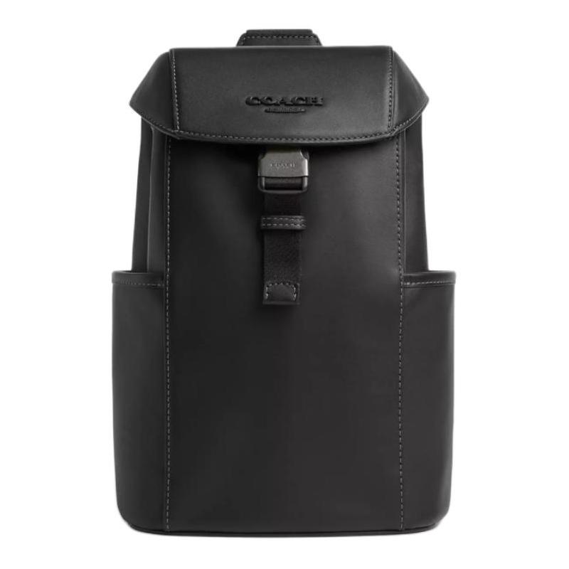 Coach Racer Pack Логотип Съемный плечевой ремень Гладкая телячья кожа Сумка через плечо на грудь Маленькая мужская Бронзовый + Черный