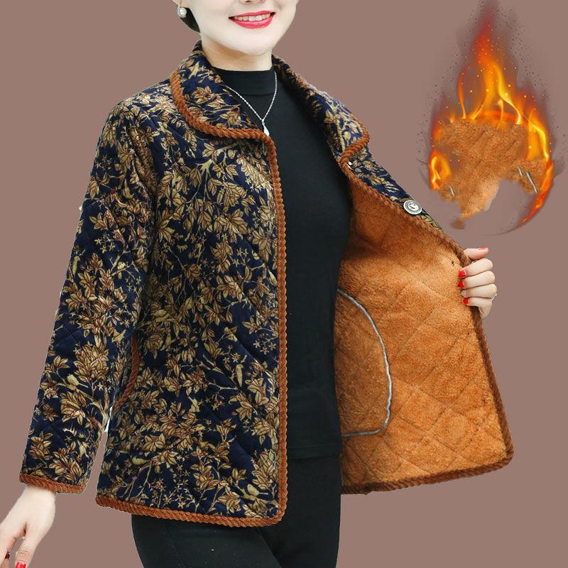 Женская осенне-зимняя теплая куртка с лацканами в стиле ретро, короткая теплая куртка с принтом и подкладкой, стеганая куртка