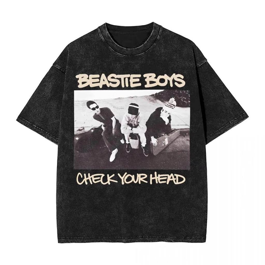 Vintage Camiseta Men's Women Beastie Boys Washed T-Shirt American Group Harajuku Short Sleeve Tee Streetwear Top