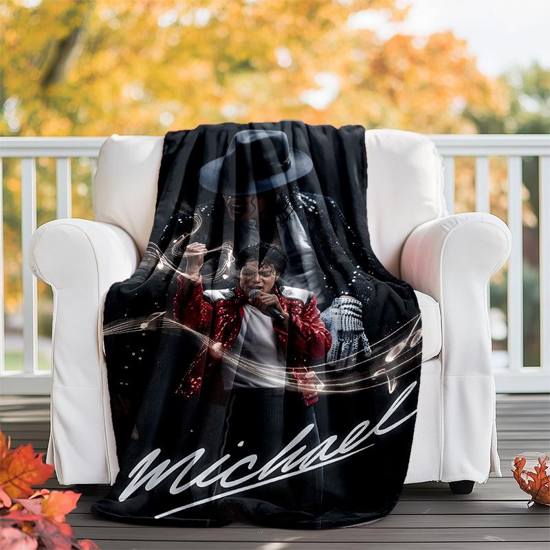 1pc Michael Jackson Theme Blanket - Digital Print, Polyester, Cozy for All Seasons, Perfect for Outdoor, and Travel