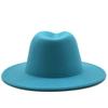 European and American woolen top hat new outer lake blue inner big red hat ethnic style jazz hat cashmere felt hat
