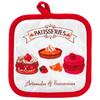 [A2427] - Red and White Cotton Potholder 'Pâtisseries' (Artisanal and Tasty) - 20x20cm