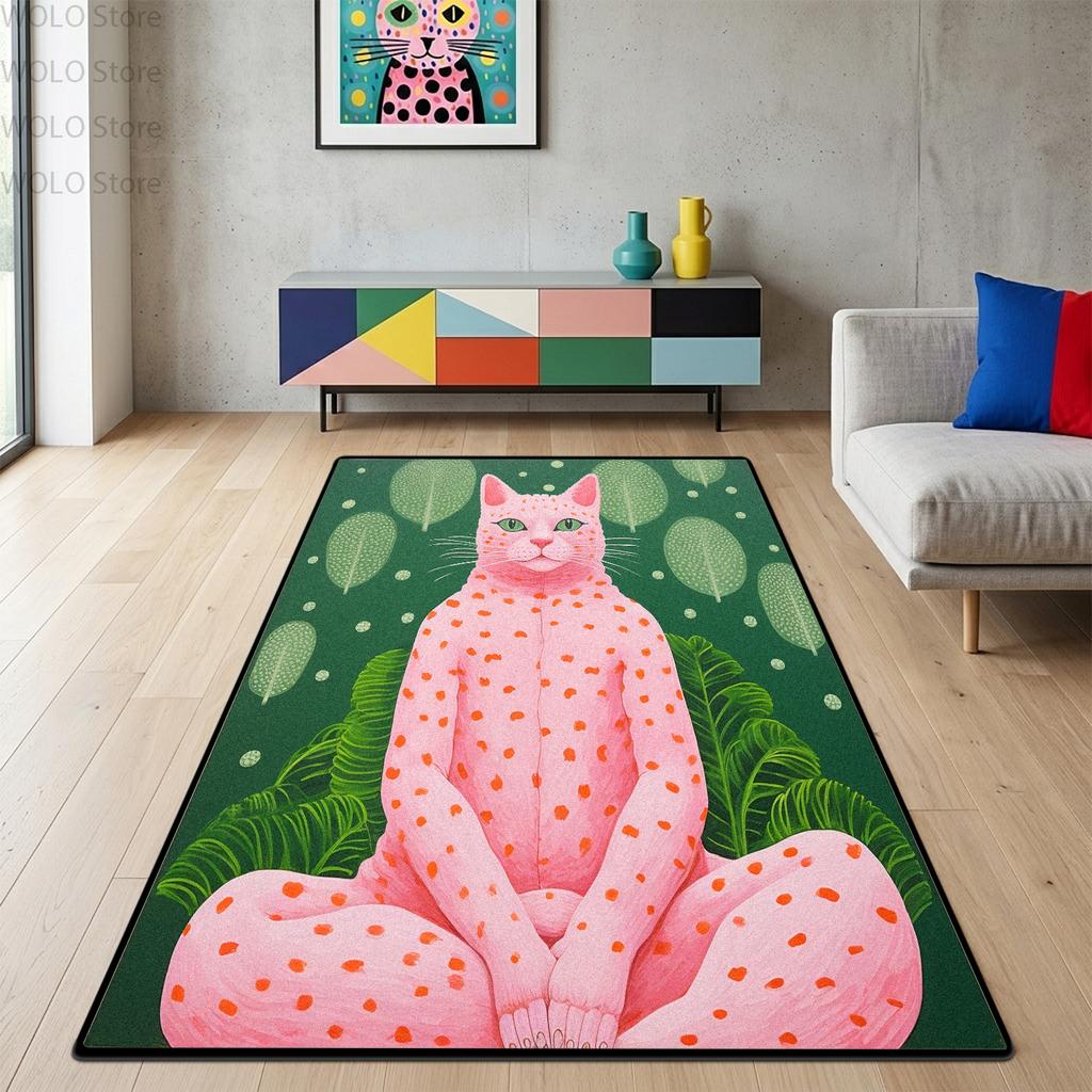 Pop Art Pink Leopard Print Carpet Modern Parlor Gaming Room Decoration Large Area Rugs Soft Non-slip Washable Bedroom Floor Mat