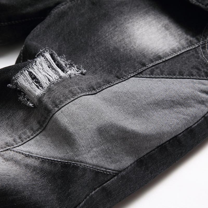 2024 Европейские и американские неэластичные джинсовые брюки, обычные черные стираные хлопковые мужские джинсы со средней талией