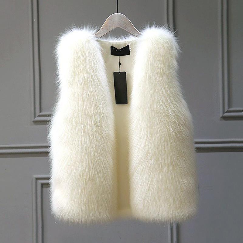 Plush Warm Women's Vest V Neck Loose Thicken Fake Fur Vest Coat 2023 Autumn Winter New Open Stitch Sleeveless Jacket Female