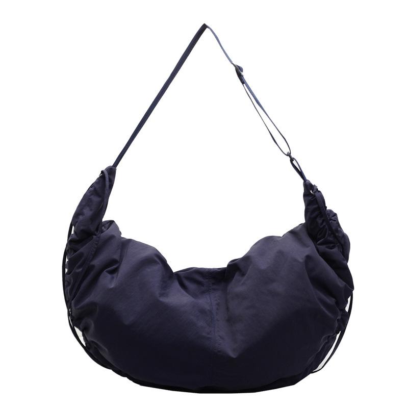 Commuter Crossbody Bag Pleated Pendant with Crescent Vagrant Bag Shoulder Bag Women's Nylon Fabric Dumpling Bag Large Capacity Crescent Bag